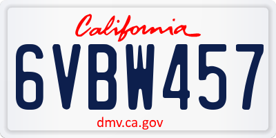 CA license plate 6VBW457
