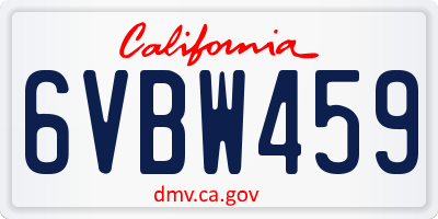 CA license plate 6VBW459