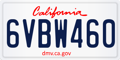 CA license plate 6VBW460