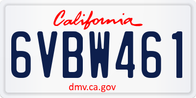 CA license plate 6VBW461