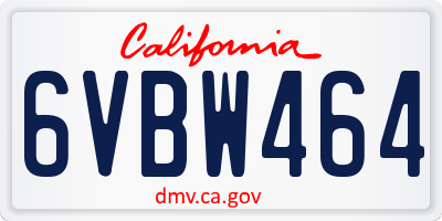 CA license plate 6VBW464