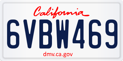 CA license plate 6VBW469