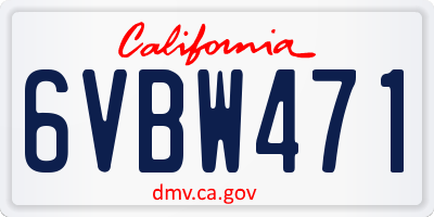 CA license plate 6VBW471