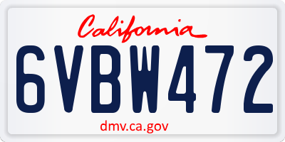 CA license plate 6VBW472