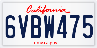 CA license plate 6VBW475