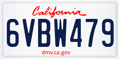 CA license plate 6VBW479