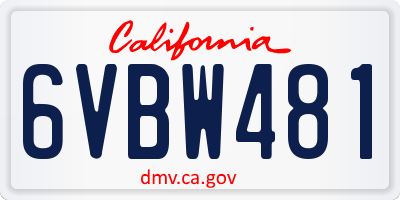 CA license plate 6VBW481
