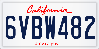 CA license plate 6VBW482