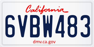 CA license plate 6VBW483