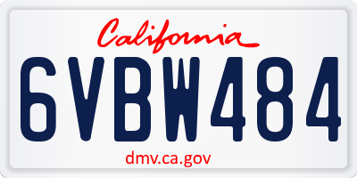 CA license plate 6VBW484