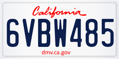 CA license plate 6VBW485