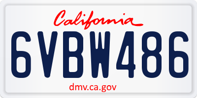 CA license plate 6VBW486