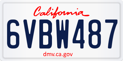 CA license plate 6VBW487