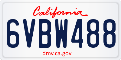 CA license plate 6VBW488