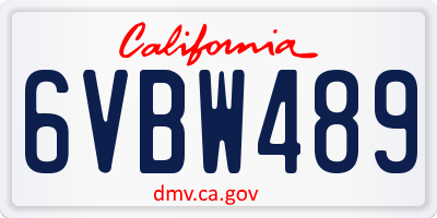 CA license plate 6VBW489