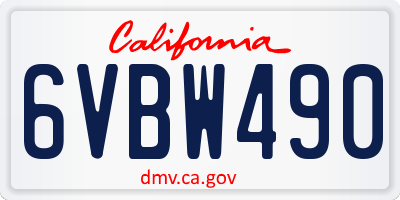 CA license plate 6VBW490