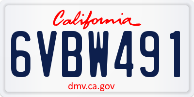 CA license plate 6VBW491
