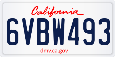 CA license plate 6VBW493