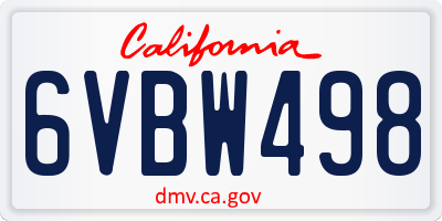 CA license plate 6VBW498
