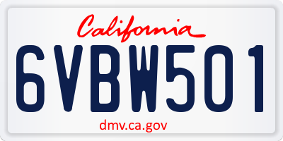 CA license plate 6VBW501