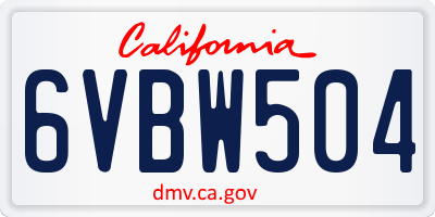 CA license plate 6VBW504
