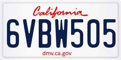 CA license plate 6VBW505