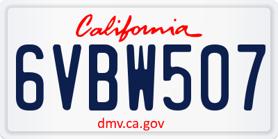CA license plate 6VBW507