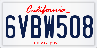 CA license plate 6VBW508