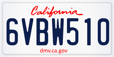 CA license plate 6VBW510