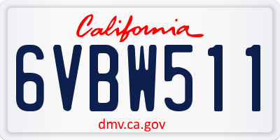CA license plate 6VBW511