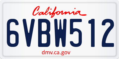 CA license plate 6VBW512