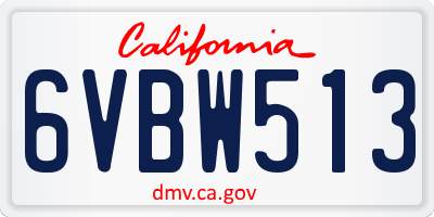 CA license plate 6VBW513