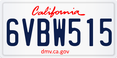 CA license plate 6VBW515