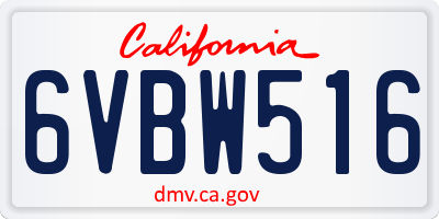 CA license plate 6VBW516