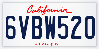 CA license plate 6VBW520