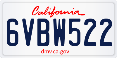 CA license plate 6VBW522