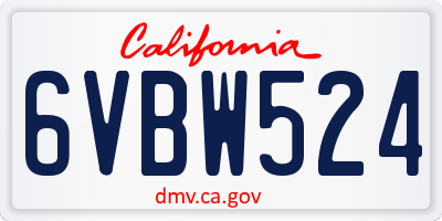 CA license plate 6VBW524