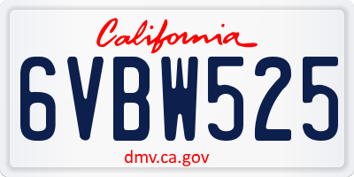 CA license plate 6VBW525