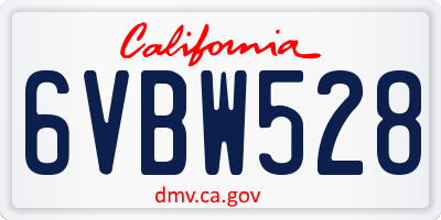 CA license plate 6VBW528