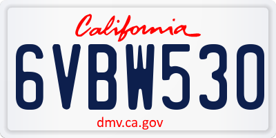 CA license plate 6VBW530