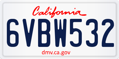 CA license plate 6VBW532