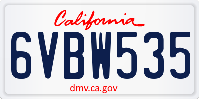 CA license plate 6VBW535
