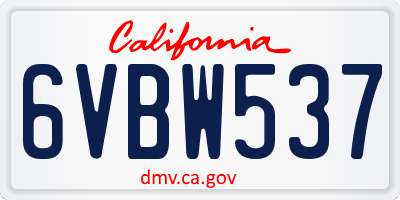 CA license plate 6VBW537
