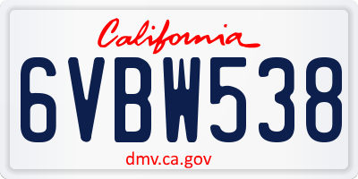 CA license plate 6VBW538