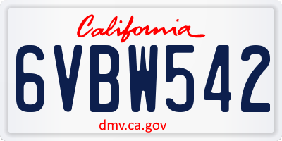 CA license plate 6VBW542