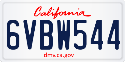CA license plate 6VBW544