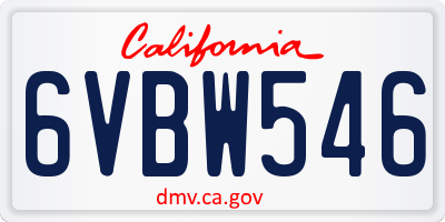 CA license plate 6VBW546
