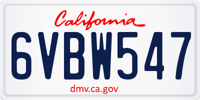 CA license plate 6VBW547