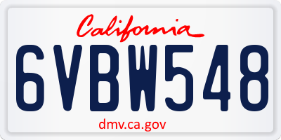CA license plate 6VBW548