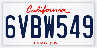 CA license plate 6VBW549